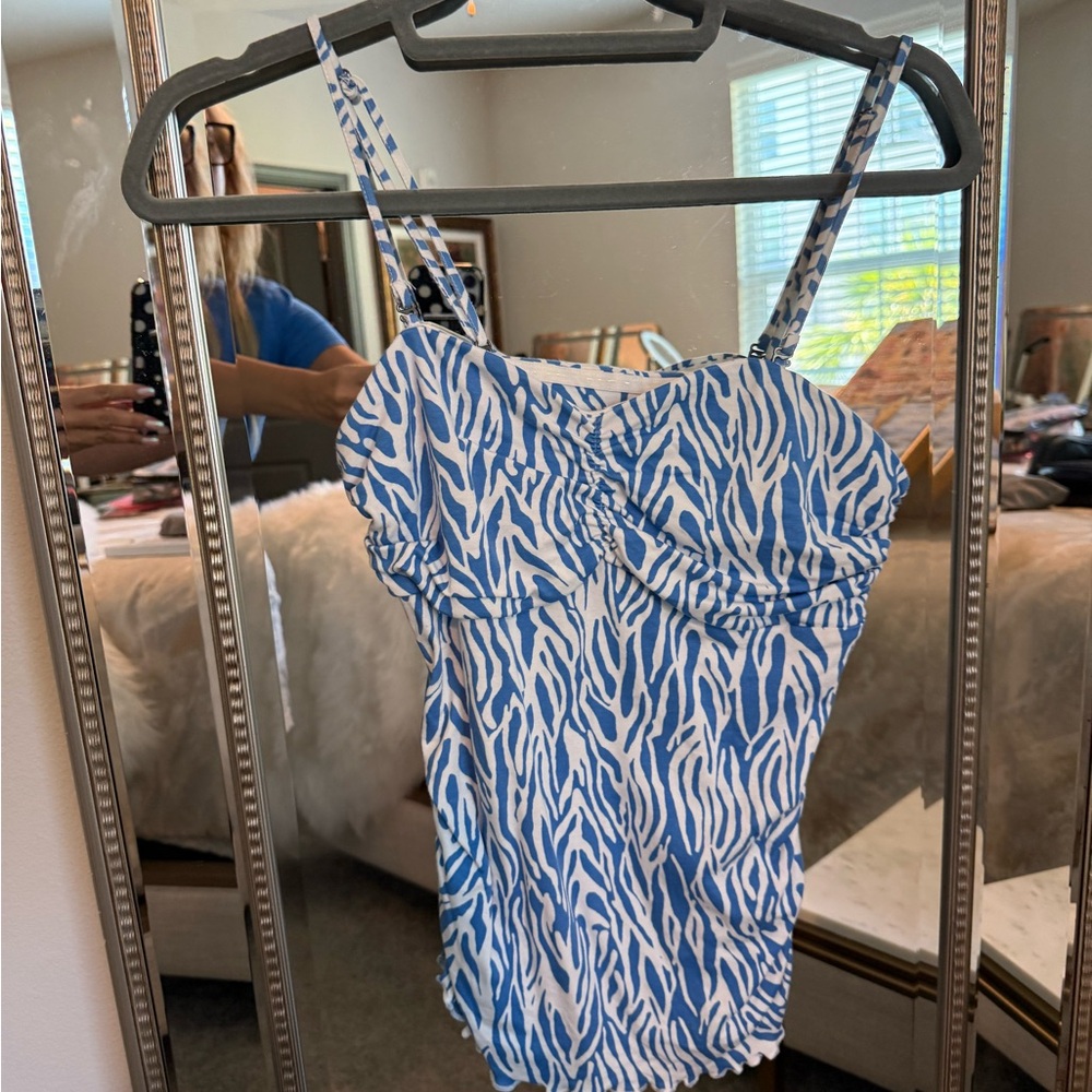 DVF for Target Blue and White Zebra Print Tank Top